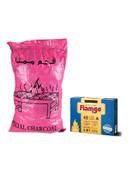 FLAMGO Premium Hardwood Barbecue Charcoal 5kg + Flamgo Fire starter 48 pcs 5kg - SW1hZ2U6MzUyMzg3