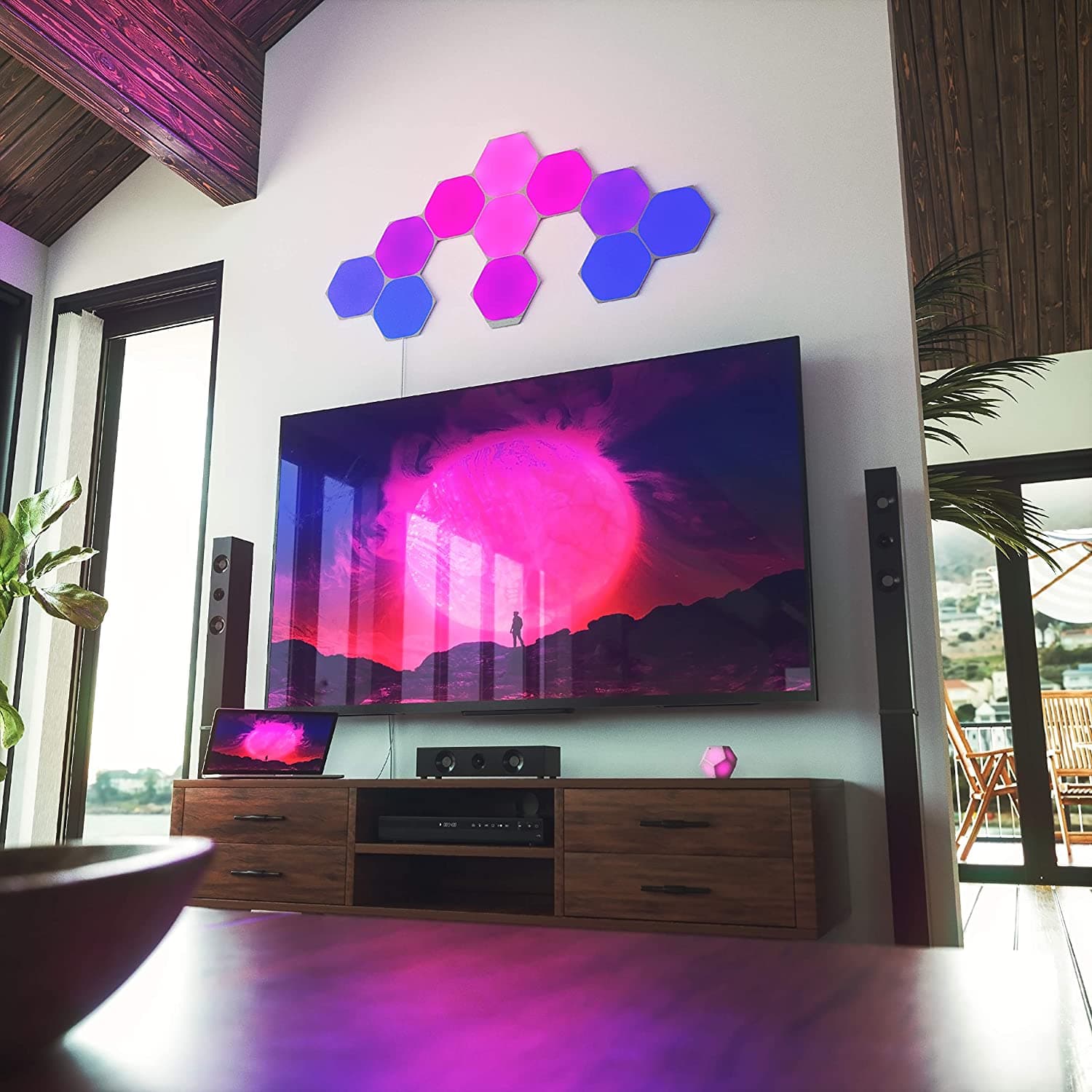 إضائة نانوليف إضافية ألواح سداسية إضافية حزمة 3 ألواح SHAPES Hexagons Expansion Pack Smart WiFi LED Panel System