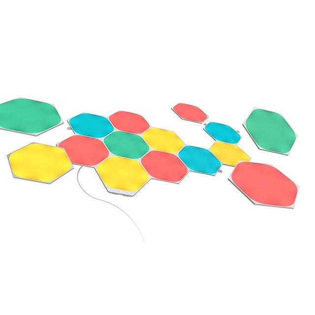 Nanoleaf SHAPES Hexagons Starter Kit - Smart WiFi LED Panel System w/ Music Visualizer, Instant Wall Decoration, Home or Office Use, 16M+ Colors, Low Energy Consumption - White - 15 packs - SW1hZ2U6MzYxOTgx