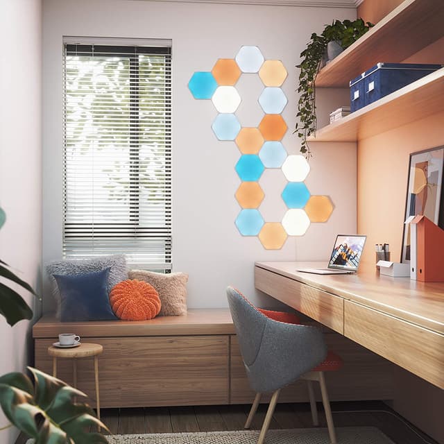 إضائة نانوليف ألواح مسدسة حزمة 15 لوح SHAPES Hexagons Starter Kit - Smart WiFi LED Panel System - Nanoleaf