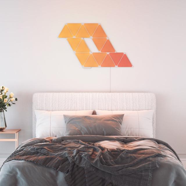 Nanoleaf SHAPES Triangles Starter Kit - Smart WiFi LED Panel System w/ Music Visualizer, Instant Wall Decoration, Home or Office Use, 16M+ Colors, Low Energy Consumption - White - 15 pack - SW1hZ2U6MzYyMDEx