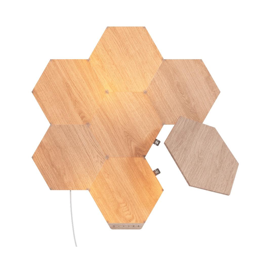 إضائة نانوليف ألواح سداسية خشبية حزمة 7 ألواح  ELEMENTS Hexagons Starter Kit Birchwood - Smart WiFi LED Panel System - Nanoleaf