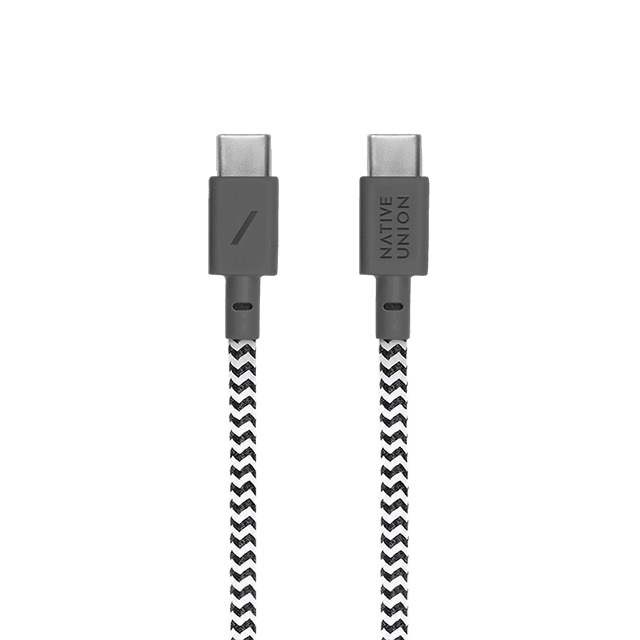Native Union BELT USB-C to USB-C Cable 4Ft - Braided Nylon PD Cable, w/ Leather Strap, for Apple MacBooks Air/Pro, iPad Pro, Samsung Galaxy S & Note series and more - Zebra - SW1hZ2U6MzYyMTc2