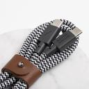 Native Union BELT USB-C to USB-C Cable 4Ft - Braided Nylon PD Cable, w/ Leather Strap, for Apple MacBooks Air/Pro, iPad Pro, Samsung Galaxy S & Note series and more - Zebra - SW1hZ2U6MzYyMTc4