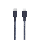 Native Union BELT USB-C to LIGHTNING Cable 10Ft - Braided Nylon PD Cable, w/ Leather Strap, for Apple iPhone 12/Pro/Max, 11/Pro/Max, XS/XR/X/Max, 8/8 Plus, iPad/iPad Air - Indigo - SW1hZ2U6MzYyMTU1