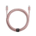 Native Union BELT USB-C to LIGHTNING Cable 10Ft - Braided Nylon PD Cable, w/ Leather Strap, for Apple iPhone 12/Pro/Max, 11/Pro/Max, XS/XR/X/Max, 8/8 Plus, iPad/iPad Air - Rose