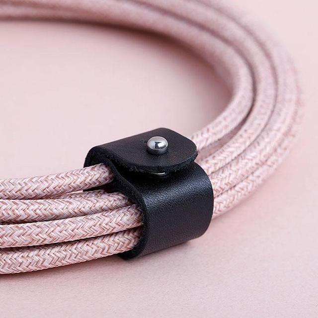 Native Union BELT USB-C to LIGHTNING Cable 10Ft - Braided Nylon PD Cable, w/ Leather Strap, for Apple iPhone 12/Pro/Max, 11/Pro/Max, XS/XR/X/Max, 8/8 Plus, iPad/iPad Air - Rose - SW1hZ2U6MzYyMTY0