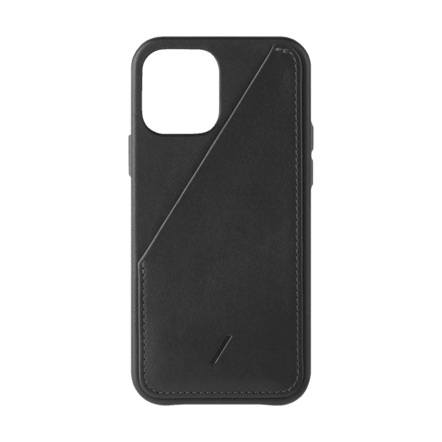 Native Union CLIC CARD Apple iPhone 12 / 12 Pro Case - Crafted w/ Italian Leather, Holds Up to 2x Cards, Drop-Proof Slim Cover, Wireless & MagSafe Charging Compatible (Black) - SW1hZ2U6MzYyMjIz