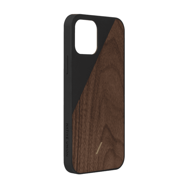 Native Union CLIC WOODEN Apple iPhone 12 / 12 Pro Case - Handcrafted Walnut & Oak Wood, Drop-Proof Slim Cover, Wireless & MagSafe Charging Compatible (Black) - SW1hZ2U6MzYyMzAw