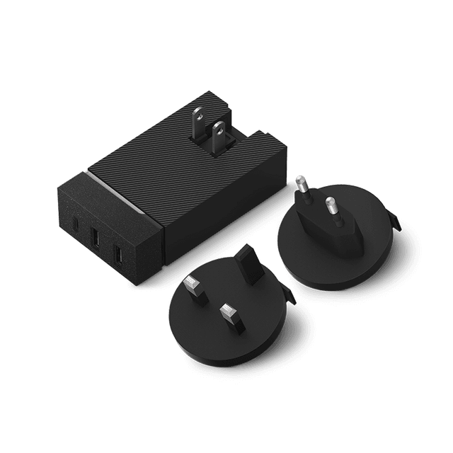 Native Union - Smart Hub Wall Charger with 3-Ports PD (2x USB-A + 1 USB-C) 45W and International Adapters - Slate