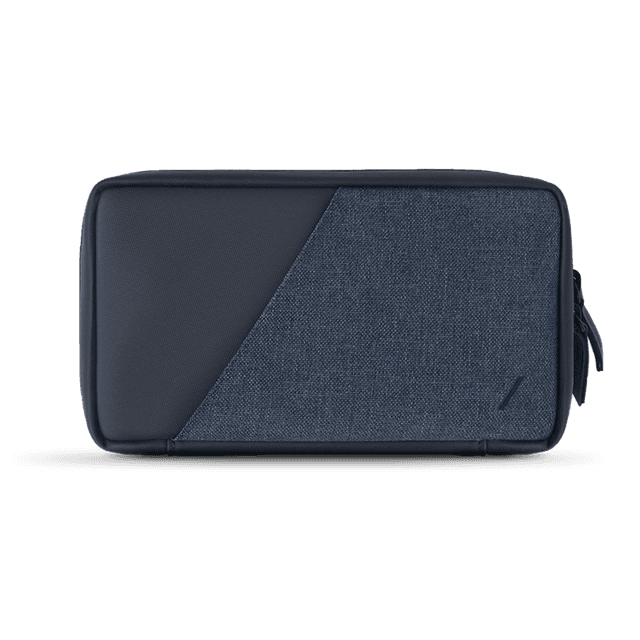 Native Union STOW TRAVEL V2 Organizer - Water Resistant Travel Pouch w/ Quick Access Front Pocket, Crafted with Durable Canvas – Stores Cables, Chargers, AirPods & More - Indigo - SW1hZ2U6MzYyMzk1