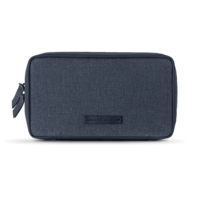 Native Union STOW TRAVEL V2 Organizer - Water Resistant Travel Pouch w/ Quick Access Front Pocket, Crafted with Durable Canvas – Stores Cables, Chargers, AirPods & More - Indigo - SW1hZ2U6MzYyMzk3