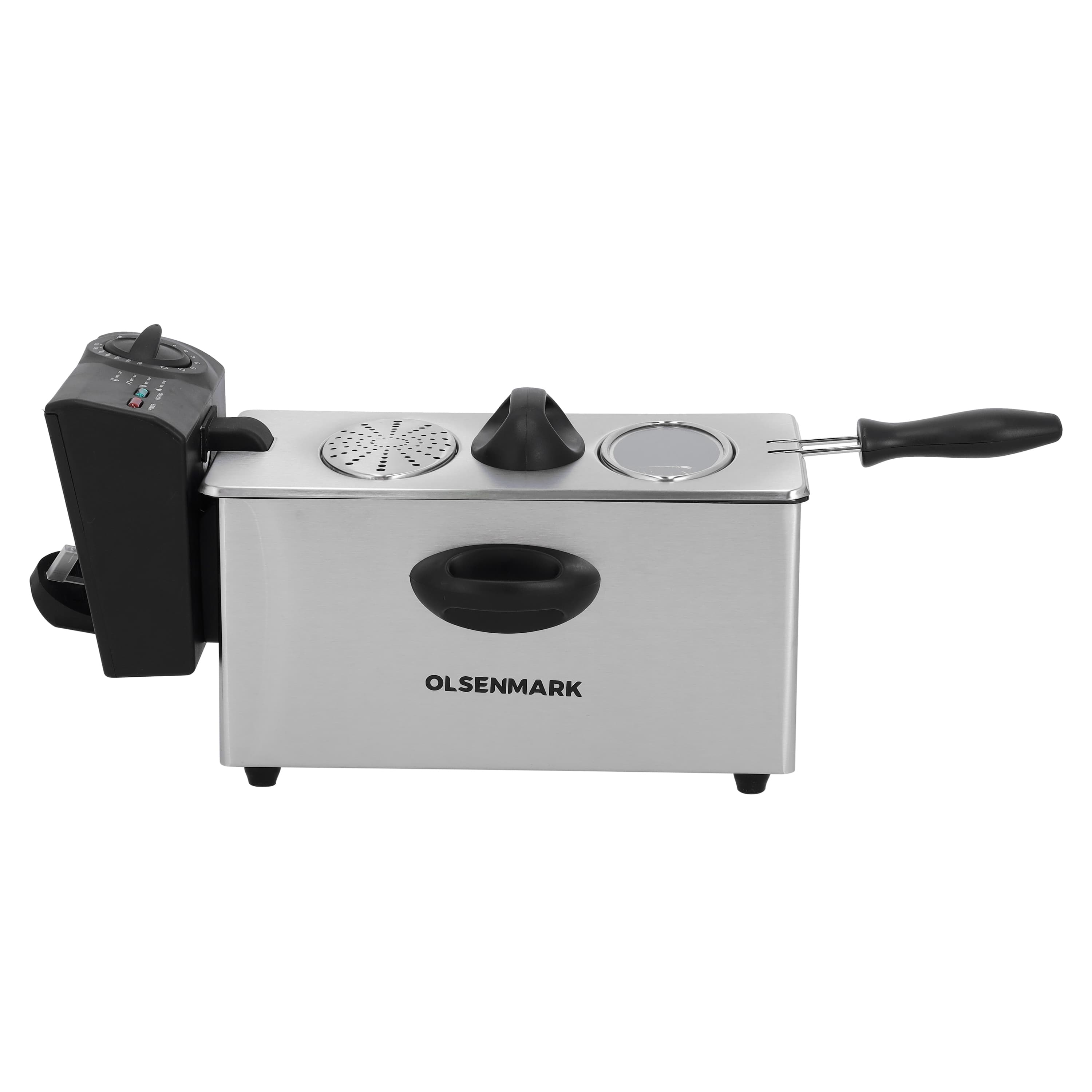 Olsenmark Deep Fryer With 3L Capacity, OMDF2469 | Window Lid | Polished Stainless Steel Removable Immerse Heating Element | Variable Temperature Control Up To 190 °C | Cool Touch Handle & Non-Slip Feet