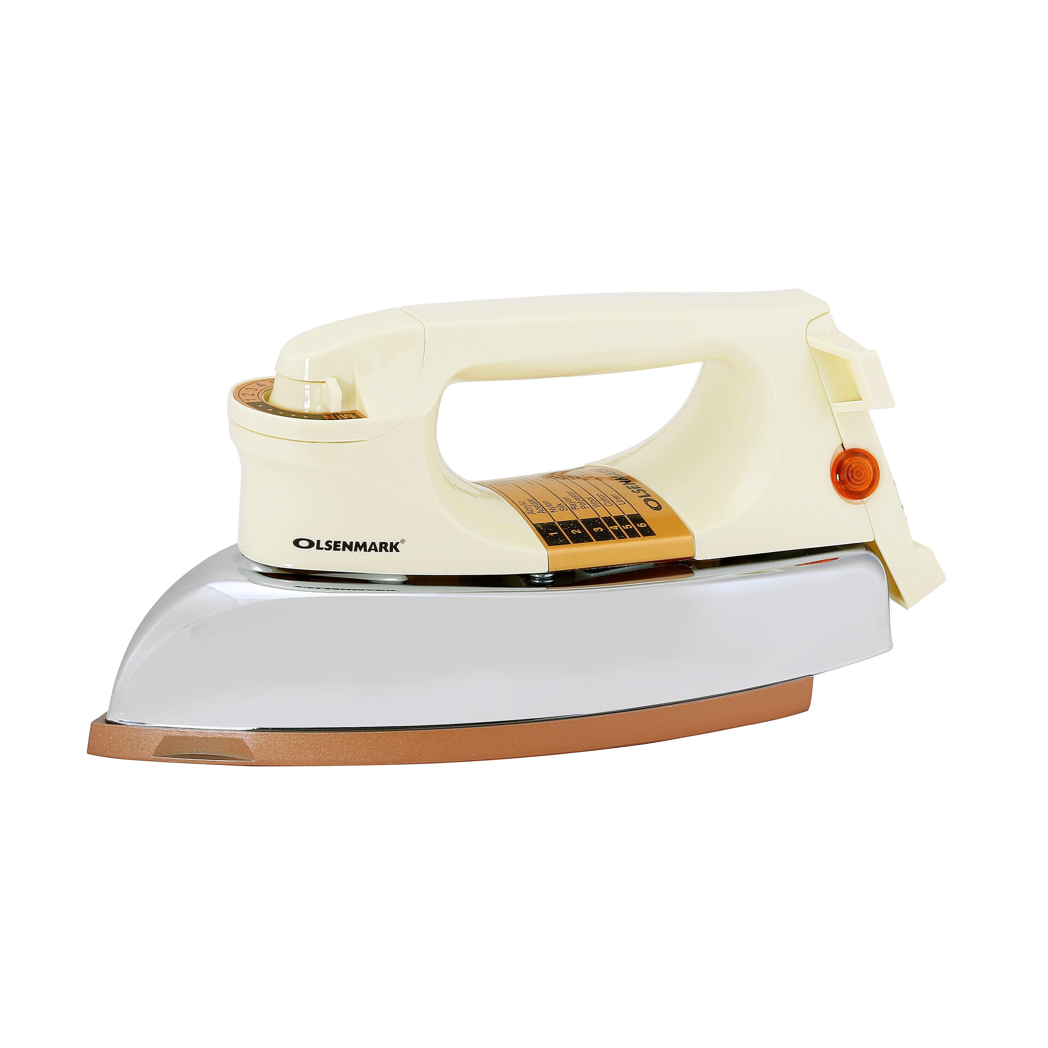 Olsenmark Automatic Dry Iron - - Non-Stick Golden Teflon Plate - Heavy Weight - Auto Cut-Off