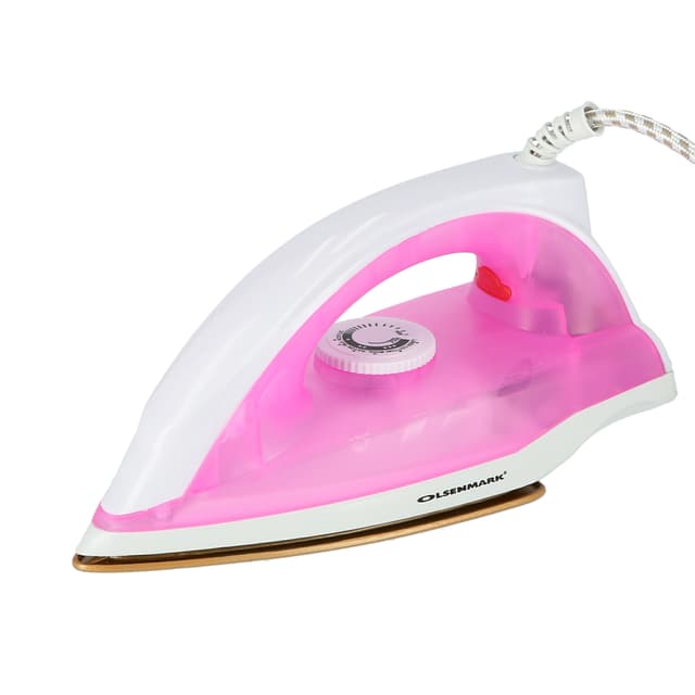 Olsenmark Dry Iron - Golden Non-Stick Coating Sole Plate - Adjustable Temperature - Power Indicator