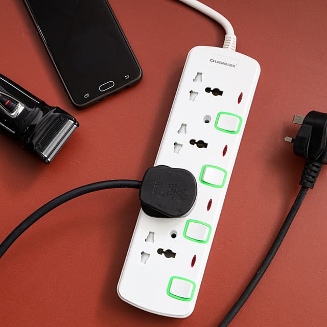 Olsenmark Extension Socket, 4 Way - 4M - Power Extension Socket -Multi Plug Power Cable- High Quality