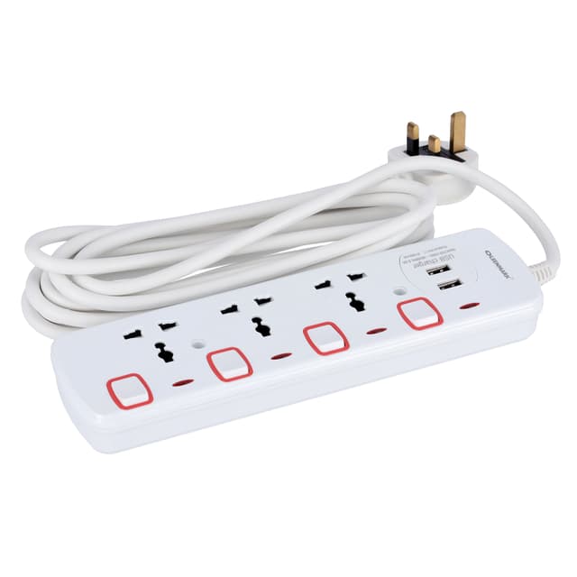 Olsenmark Extension Socket, 3 Way - 4M - Power Extension Socket -Multi Plug Power Cable- High Quality