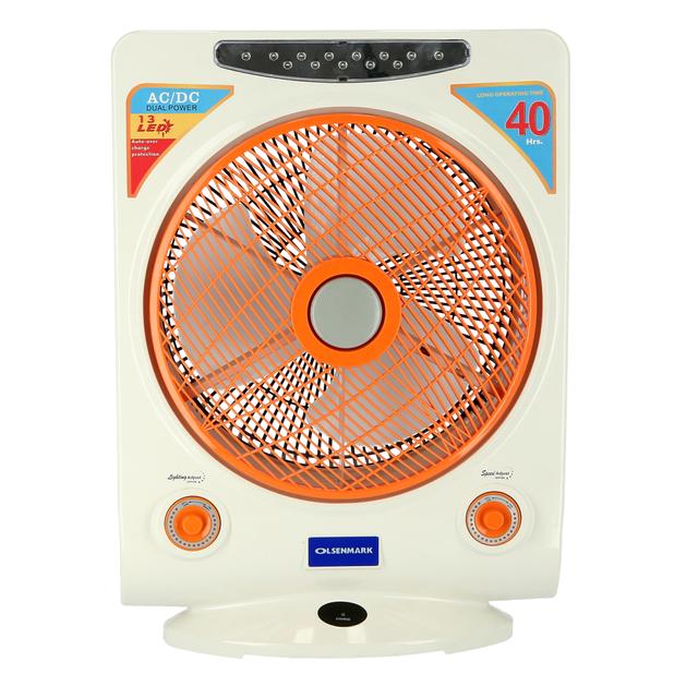 Olsenmark Rechargeable Fan With Led, 14 Inch - 12V 7Ah Replaceable Battery - 3 Leaf Blade - Advanced - SW1hZ2U6NDEyNDY0