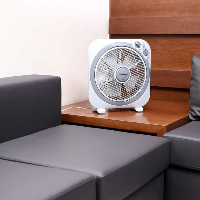 Olsenmark 12'' Box Fan - Powerful Personal Desk Box Fan With Copper Motor