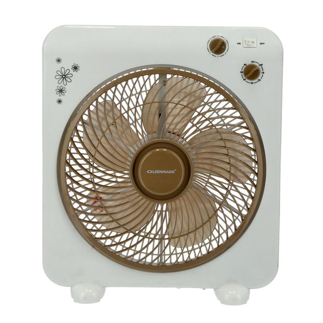 Olsenmark Box Fan, 12 Inch - 3 Speed Setting - 5 Leaf Strong Blade - Timer Function