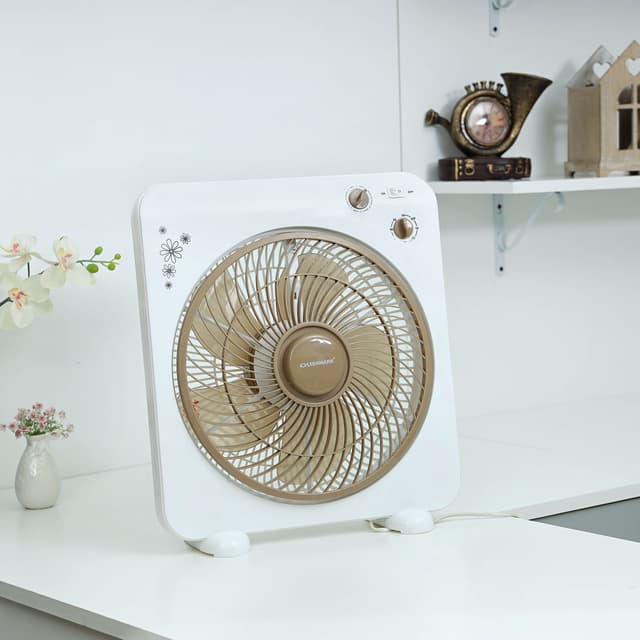Olsenmark Box Fan, 12 Inch - 3 Speed Setting - 5 Leaf Strong Blade - Timer Function