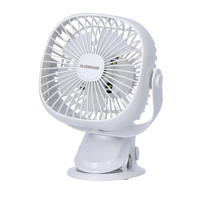 Olsenmark Rechargeable Multifunction Mini Fan, OMF1835 - Adjustable Angle, Use Clip & Table, Rechargeable Lithium Battery, LED Night Light, Brush Less Motor - SW1hZ2U6NDMyNDcy