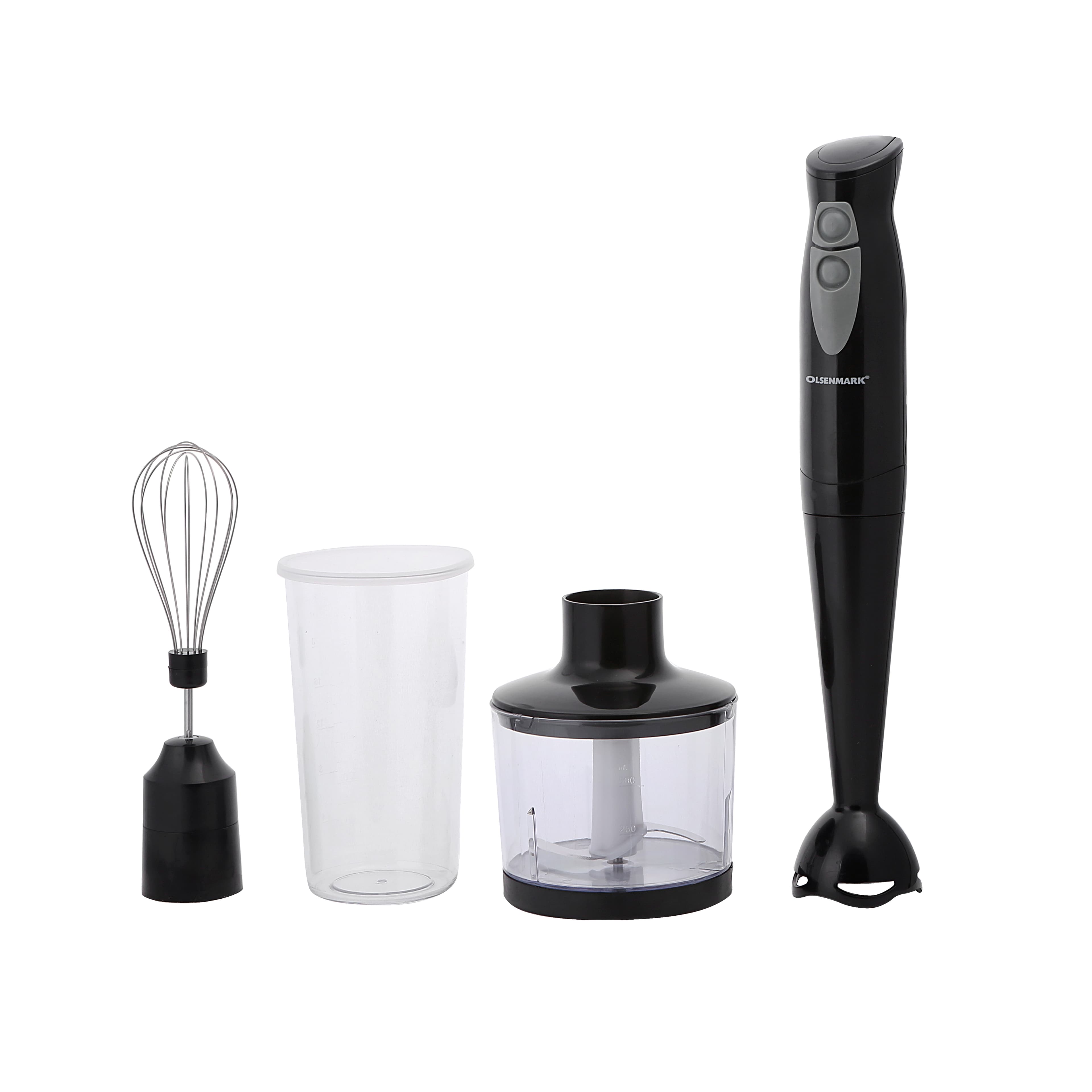 Olsenmark Hand Blender With Chopper, 250W - Stainless Steel Blade - Detachable Stick & Hang Up Loop