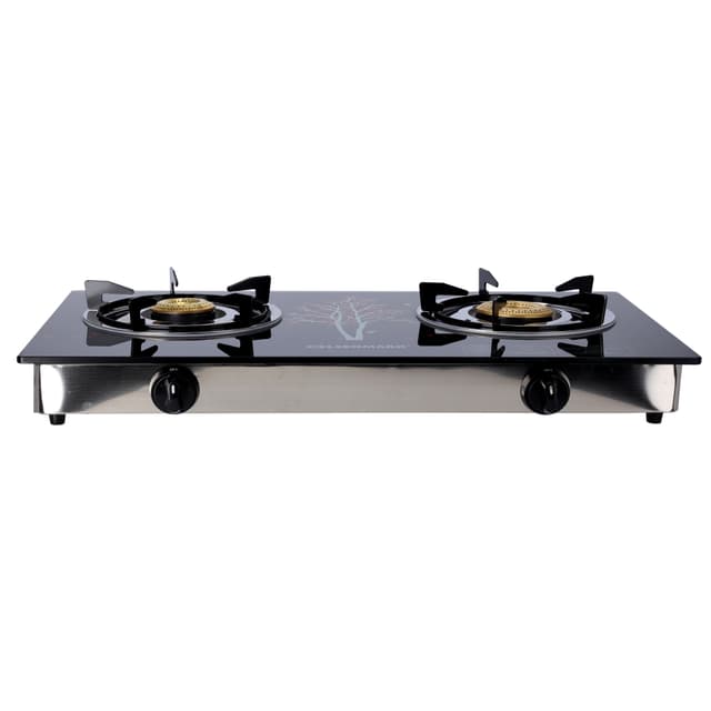 موقد غاز بشمعتين Tempered Glass Double Burner Gas Stove من Olsenmark
