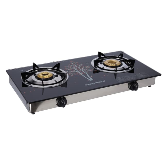موقد غاز بشمعتين Tempered Glass Double Burner Gas Stove من Olsenmark