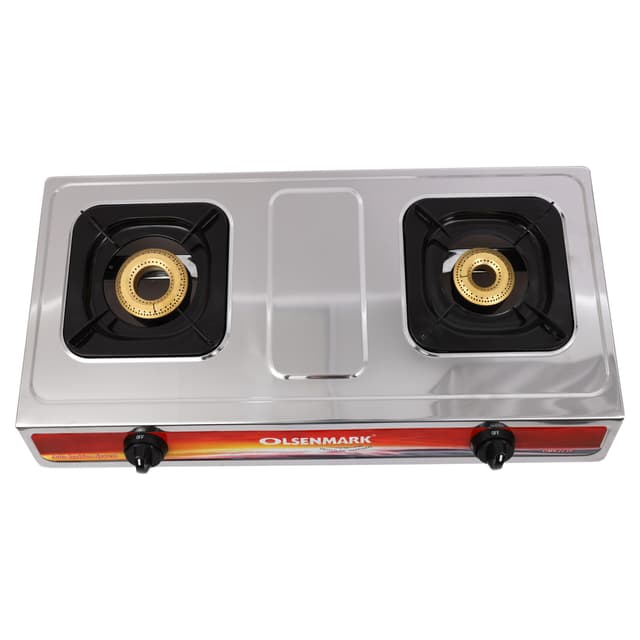 Olsenmark Double Burner Stainless Steel Gas Cooker, OMK2230 Indian