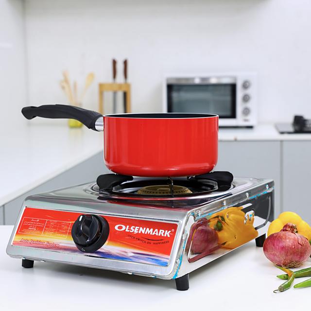 Olsenmark Stainless Steel Single Burner Gas Stove - Auto Ignition - Cast Iron Pan Burner - SW1hZ2U6NDM0Njg1