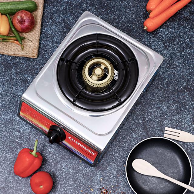 Olsenmark Stainless Steel Single Burner Gas Stove - Auto Ignition - Cast Iron Pan Burner - SW1hZ2U6NDM0Njkx