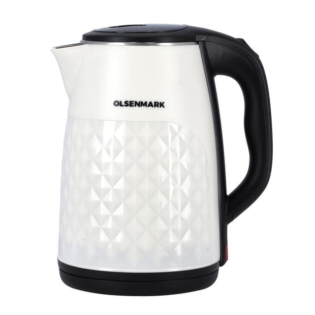 Olsenmark Electric Double Layer Kettle, 2L - Stainless Steel Interior Body - Cool Touch Plastic