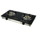 Olsenmark Tempered Glass Double Burner Gas Stove - Auto Ignition - Stainless-Steel Drip Pan - Cast