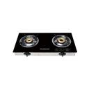 Olsenmark Tempered Glass Double Burner Gas Stove - Auto Ignition - Stainless-Steel Drip Pan - Cast