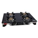 Olsenmark 4 Burner Gas Cooker 7mm Tempered Glass Top - Brass Burner - Auto-Ignition - Thick Pan Support | Bakelite Knobs | Low Gas Consumption | 2 Years Warranty-