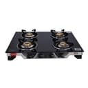 Olsenmark 4 Burner Gas Cooker 7mm Tempered Glass Top - Brass Burner - Auto-Ignition - Thick Pan Support | Bakelite Knobs | Low Gas Consumption | 2 Years Warranty-