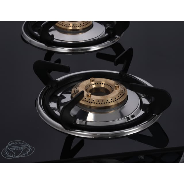 Olsenmark 4 Burner Gas Cooker 7mm Tempered Glass Top - Brass Burner - Auto-Ignition - Thick Pan Support | Bakelite Knobs | Low Gas Consumption | 2 Years Warranty-