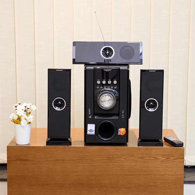 Olsenmark Multimedia Speaker, 3.1 Ch With Usb, Sd, Fm, Mp3, Bluetooth & Remote - Volume, Bass, Treble - SW1hZ2U6NDE1NzAx