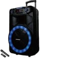 Olsenmark Party Speaker with USB, SD Card, FM, Aux-in | Remote Control | One Wireless Microphone | 5 Band Equalizer | LED Lights | Flashing Disco Lights & Strobe, TWS | 2 Years Warranty