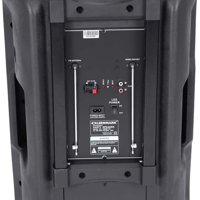 Olsenmark Party Speaker with USB, SD Card, FM, Aux-in | Remote Control | One Wireless Microphone | 5 Band Equalizer | LED Lights | Flashing Disco Lights & Strobe, TWS | 2 Years Warranty