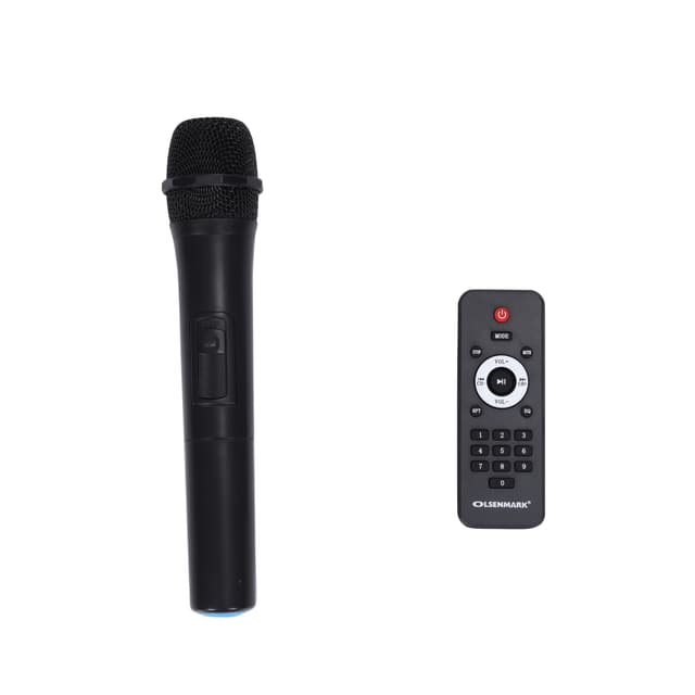 Olsenmark Party Speaker with USB, SD Card, FM, Aux-in | Remote Control | One Wireless Microphone | 5 Band Equalizer | LED Lights | Flashing Disco Lights & Strobe, TWS | 2 Years Warranty