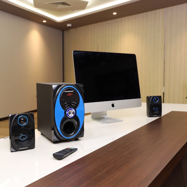 Olsenmark Multimedia Speaker, 2.1 Channel With Usb, Sd, Fm, Bluetooth & Remote