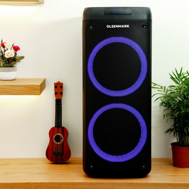 Olsenmark Rechargeable Party Speaker,LED Ring Flash Lights,OMMS1280 - FM Radio,Bluetooth Function,TWS Function,X-Bass Function,Remote Adapter,Remote Control,Portable Speaker,2 Years Warranty - 183037