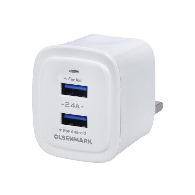 رأس شاحن سريع Olsenmark Dual USB Port Travel Charger - SW1hZ2U6Mzg4NDQ4