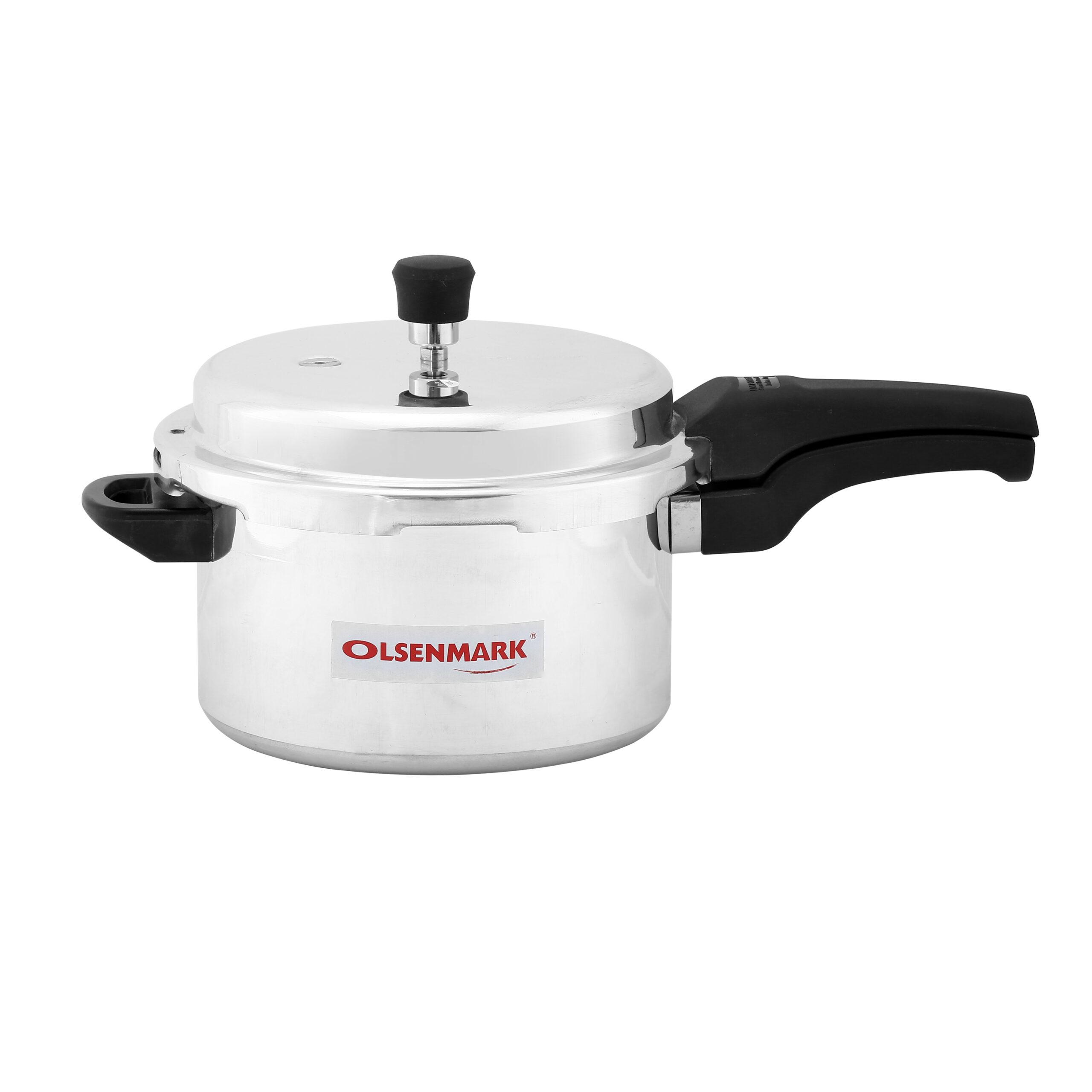 Olsenmark Aluminium Pressure Cooker, 3L - High Quality Vent Valve - Durable Safety Valve - Food