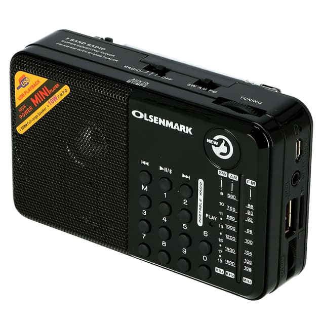 Olsenmark FM - AM - USB - SD - MW - Bluetooth - Aux - Radio 1X100 - Rechargeable Battery - 3.7V 400mAh