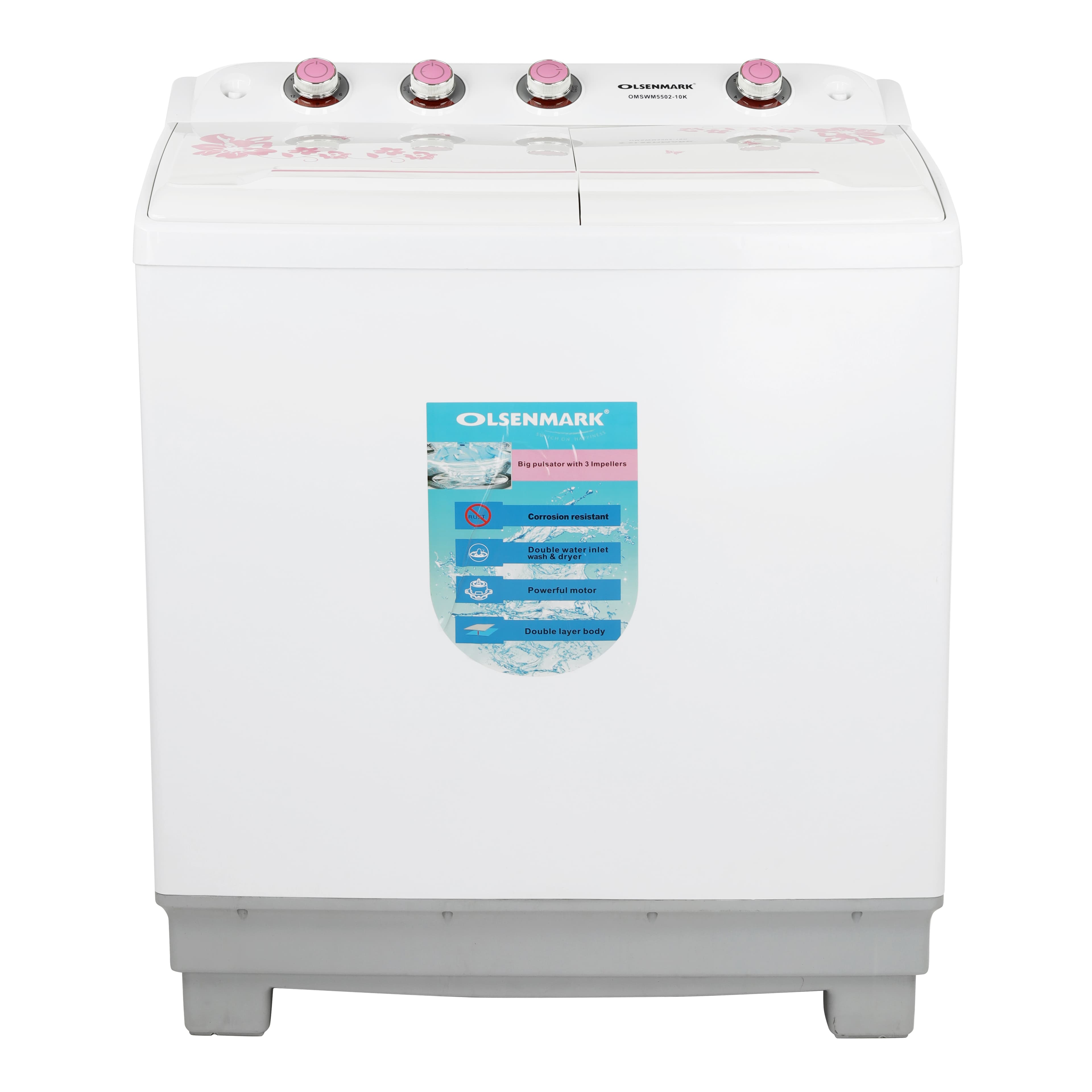 Olsenmark Twin Tub Semi Automatic Washing Machine - Double Water Inlet Wash & Dryer - Spinning Speed