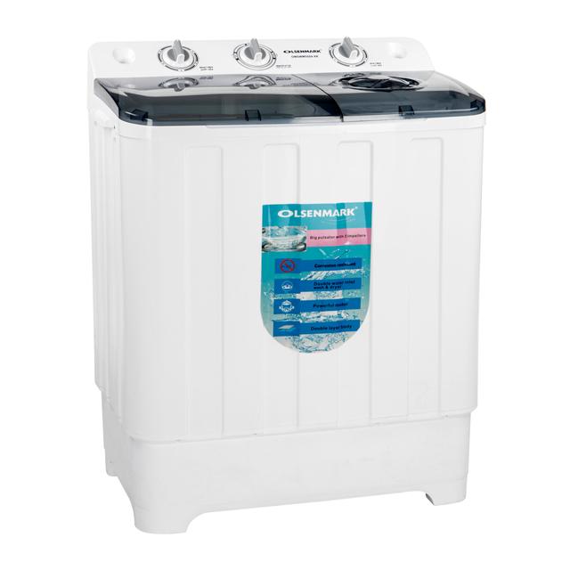 Olsenmark Twin Tub Semi Automatic Washing Machine, 8Kg - Double Water Inlet Wash & Dryer - Spinning - SW1hZ2U6NDM1NjA0