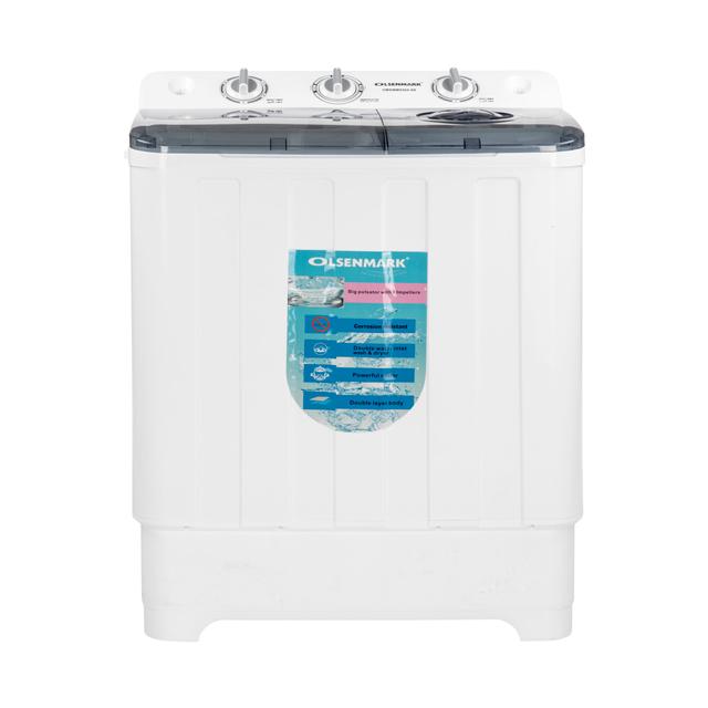 Olsenmark Twin Tub Semi Automatic Washing Machine, 8Kg - Double Water Inlet Wash & Dryer - Spinning - SW1hZ2U6NDM1NjEy